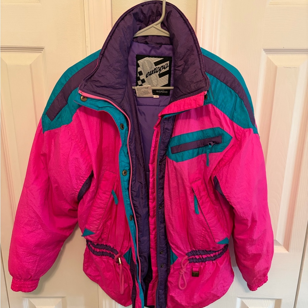Vintage Kids Helly Hansen Europa Pink, Purple & Teal Ski Jacket